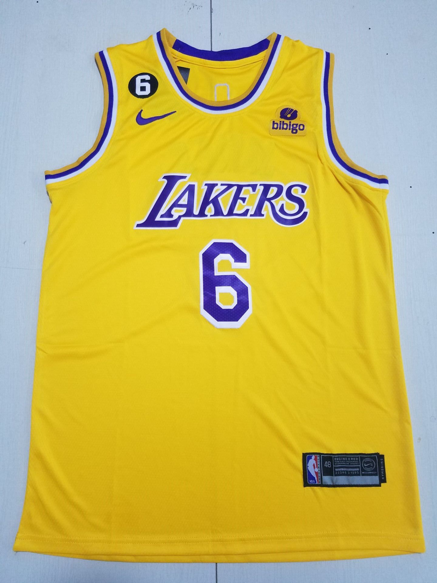 Men Los Angeles Lakers #6 LeBron James Yellow 2022 Nike NBA Jersey->los angeles lakers->NBA Jersey